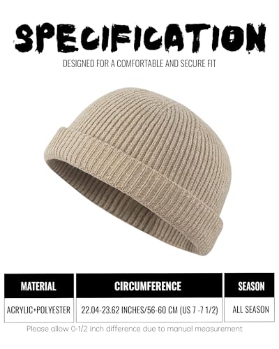 Croogo Brimless Hat Beanie Docker Cap Rolled Cuff Worker Sailor Skullcap - color: Ct47-khaki