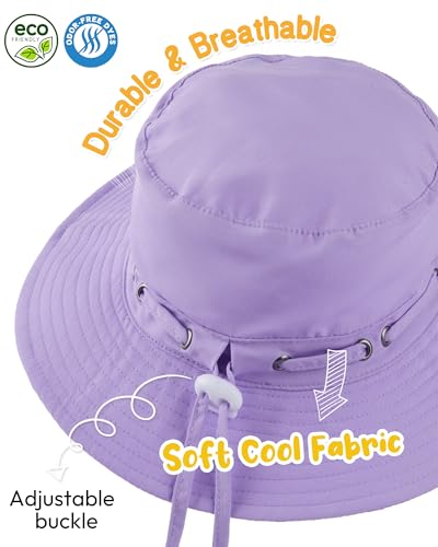 HONGTEYA Baby Toddler Sun Hat, Summer Mesh Bucket Beach Hat for Boys Girls - color: White+purple, size: 6-24 Months