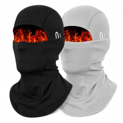 Balaclava Ski Mask, Warm Fleece Face Cover for Winter Cycling - color: Black&grey