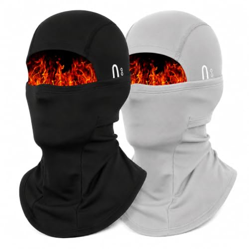 Balaclava Ski Mask, Warm Fleece Face Cover for Winter Cycling - color: Black&grey