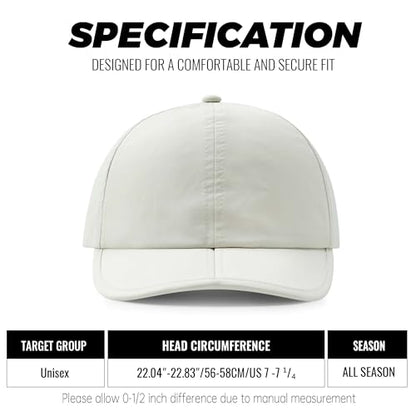 Clakllie Quick Dry 5 Panel Cap for Men Summer Folding Outdoor Hat Breathable Baseball Cap Unstructured Running Hiking Hats - color: Cduk-bssq2582-cream