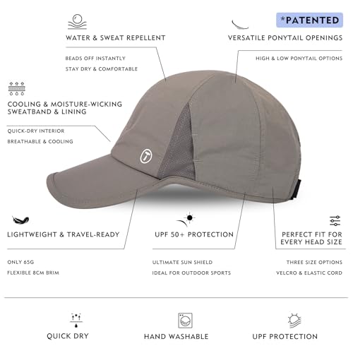 TOP-EX UPF 50+ Cooling Ponytail Baseball Cap for Women, Water-Resistant - color: Grey, size: X-Small