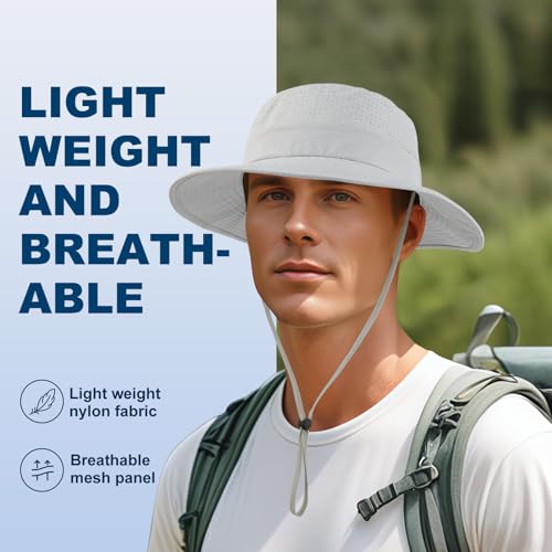 VOBOOM Unisex Wide Brim UV Protection Fishing Sun Hat - color: Grey