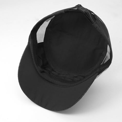 Cadet Army Cap Mesh Quick Qry Flat Top Cap Military Hat for Men Women - color: Black