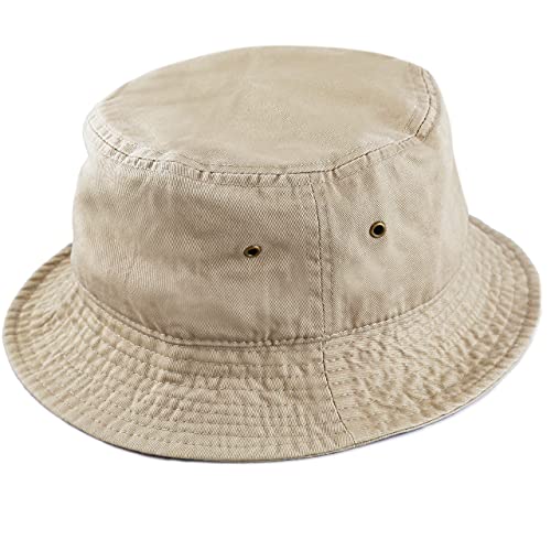 Cotton Bucket Hat Packable Sun Hat – Unisex Summer Travel Beach Fisherman Hat for Men Women Outdoor Fishing Hiking - color: Khaki, size: Small-Medium