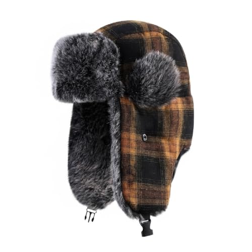 ASWER Trapper Warm Russian Trooper Hat Winter Skiing Cap Women Men Windproof - color: Y-yellow