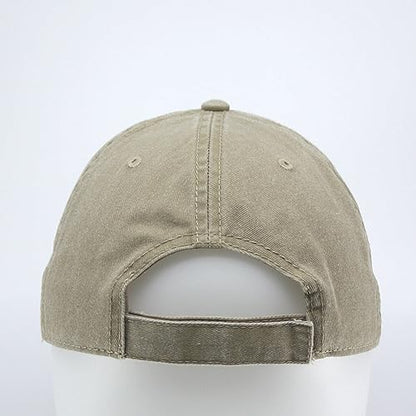 Plain Washed Cotton Adjustable 6 Panel Dad Hat Baseball Cap - color: Khaki