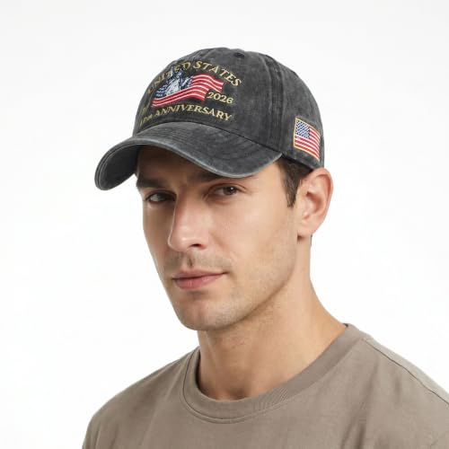 USA 250th Anniversary Baseball Cap Patriotic Embroidered American Hat - color: 2-black