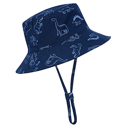 Durio UPF 50+ Baby Sun Hat Wide Brim Toddler Bucket Hats for Boys 0-8 Years - color: D Royal Bule Dinosaur, size: 12-24 Months