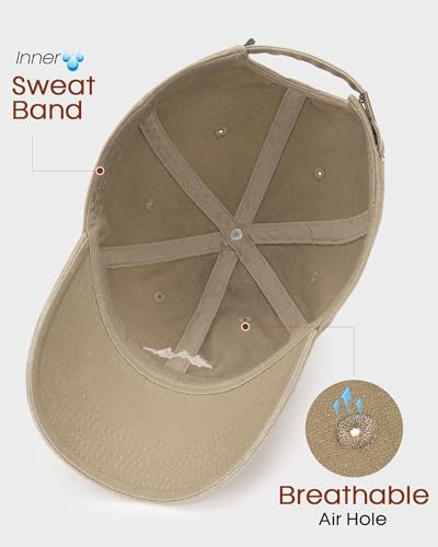 FURTALK Mountain Embroidery Baseball Cap Washed Denim-Style Dad Hat Distressed Unisex Golf Hat - color: Khaki