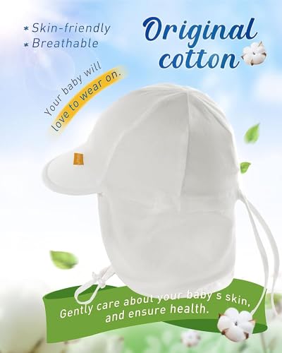 FURTALK Baby Sun Hat UPF 50+ UV Ray Sun Protection Cotton Toddler Hats for Boys Girls - color: 02-white, size: 0-6 Months