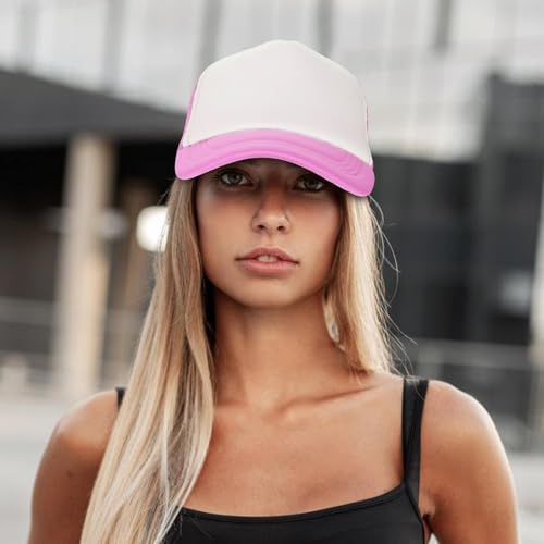 Ultrafun 10 Pack Trucker Hat Mesh Sublimation Blank Hats Adjustable Baseball Caps Hats for Men Women - color: Pink White