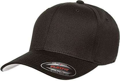 Flexfit/Yupoong Men's Cotton Twill Fitted Cap - color: Black, size: 7 1/8-7 5/8