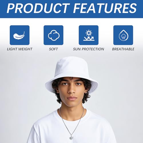 Bucket Hats Bulk Solid Color DIY Blank Hat Bucket Hats for Men, Women and Adults - color: 1 White+1black