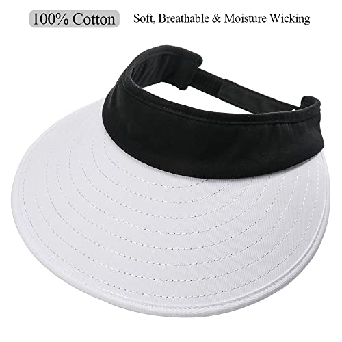 Sun Visor Hats Women Large Brim Summer UV Protection Beach Cap - color: Black and White