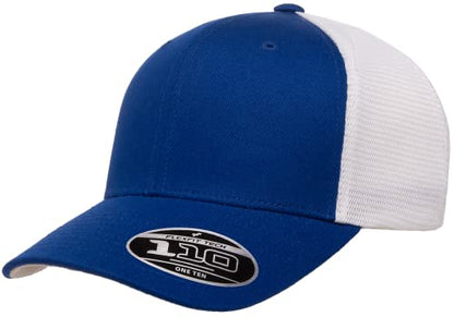 Flexfit 110M Trucker Mid-Profile Mesh Back Snapback Cap - color: Royal/White