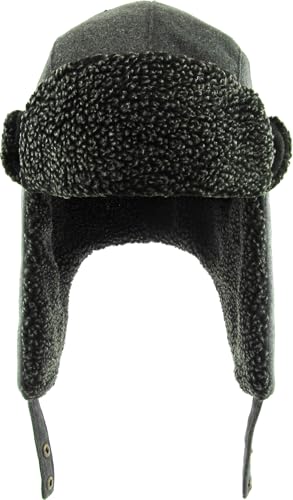 Wool Blend Aviator Trapper hat Trooper Ear Flaps Ushanka Eskimo Russian Warm Winter Cold… - color: Gray Wool Blend