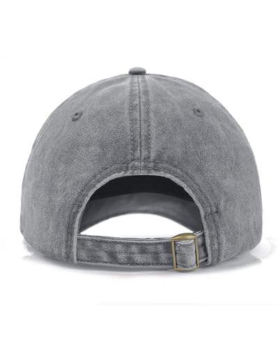 Zylioo Petite Baseball Cap for Small Heads Adult,Soft Crown Washed Dad Hat - color: Washed Gray-fits 21.3"-22"