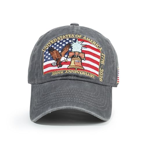 USA 250th Anniversary Baseball Cap Patriotic Embroidered American Hat - color: 3-gray