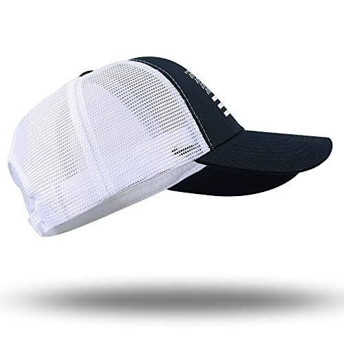 American Flag Trucker Hat - Snapback Hat, Baseball Cap for Men Women - Breathable Mesh Side, Adjustable Fit - for Casual Wear - color: Navy/White