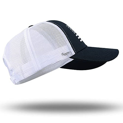 American Flag Trucker Hat - Snapback Hat, Baseball Cap for Men Women - Breathable Mesh Side, Adjustable Fit - for Casual Wear - color: Navy/White