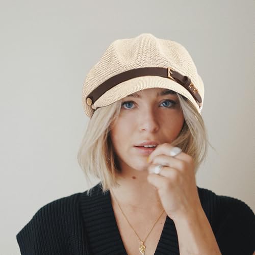 Lightweight Newsboy Cap Beret Breathable Mesh Sun Hat Beach Hats for Women - color: White