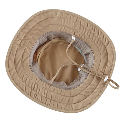 Connectyle Kids Foldable Wide Brim Sun Hat UPF 50+ Sun Protection Bucket Hats Breathable Summer Beach Hat for Boys Girls - color: Dark Khaki, size: Small