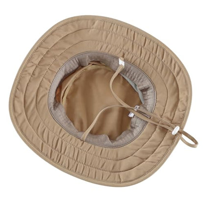 Connectyle Kids Foldable Wide Brim Sun Hat UPF 50+ Sun Protection Bucket Hats Breathable Summer Beach Hat for Boys Girls - color: Dark Khaki, size: Small