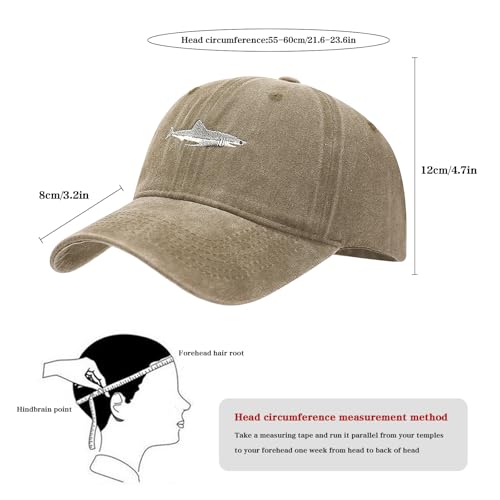 Women's Men's Fashion Baseball Cap Adjustable Strapback Hats Dad Hat Visor Sports Hat - color: Shark Khaki