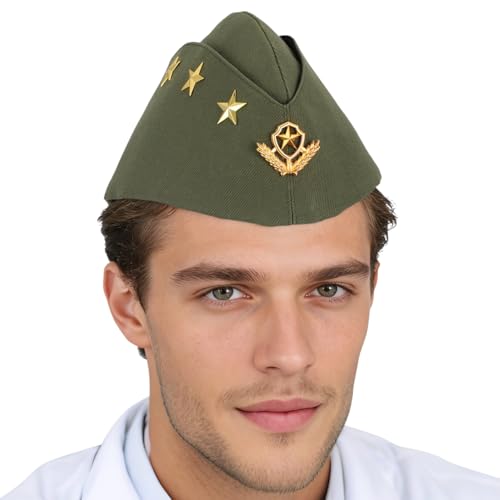 Nautical Sailor Hat, Wheat Stewardess Beret Hat for Halloween Costume, Airline Accessory Adult Cosplay Costume, Army Green
