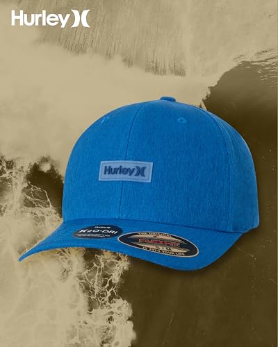 Hurley Mens Baseball Cap - Lightweight H2O-DRI Breathable Moisture Wicking Curved Brim Fitted Hats for Men - color: Coastal Blue, size: Large-X-Large