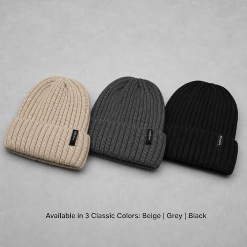 Winter Hats for Women Men Fleece Lined Ribbed Knit Beanie - color: Grey