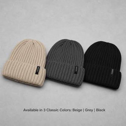 Winter Hats for Women Men Fleece Lined Ribbed Knit Beanie - color: Grey