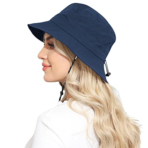 Packable Bucket Hat for Women Waterproof UV Protection Sun Hat - color: Navy