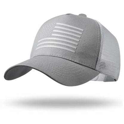 Oversize XXL American Flag Trucker Hat - color: Gray/White, size: XX-Large