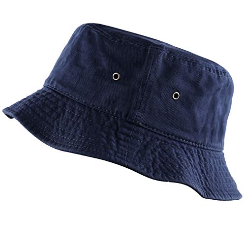 Cotton Bucket Hat Packable Sun Hat – Unisex Summer Travel Beach Fisherman Hat for Men Women Outdoor Fishing Hiking - color: Navy, size: Small-Medium