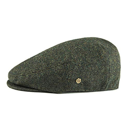 VOBOOM Men's Herringbone Flat Ivy Newsboy Hat Wool Blend Gatsby Cabbie Cap - color: Army Green, size: 7 7/8