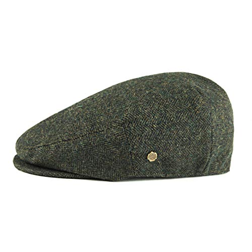 VOBOOM Men's Herringbone Flat Ivy Newsboy Hat Wool Blend Gatsby Cabbie Cap - color: Army Green, size: 7 1/8