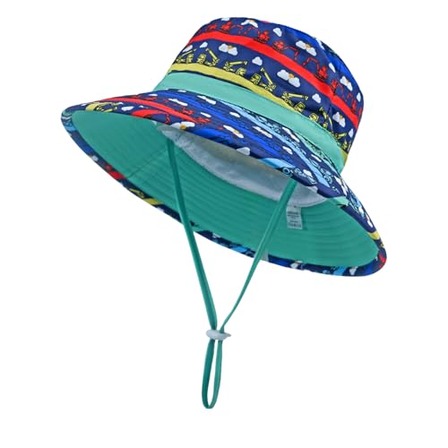 jerague Baby Toddler Kids Sun Hat for Boys Girls Print Adjustable Summer Bucket Cap UPF 50+ Protective - color: Engineering Vehicle, size: 0-12 Months