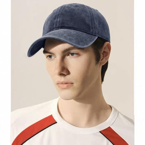 Unisex Washed Cotton Baseball Cap Casual Vintage Dad Hat - color: Navy Blue