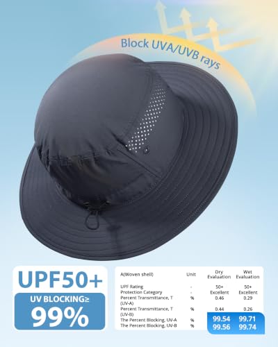 GADIEMKENSD UPF 50+ Bucket Hat, Breathable & Quick-Dry, Windproof Strap, Unisex for Outdoor Activities - color: Dark Grey