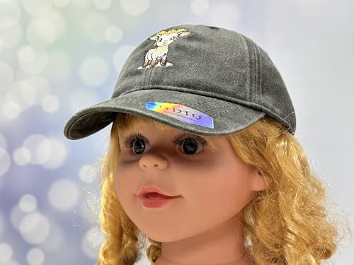 Adjustable Embroidery Animal Baseball Hat for Kid Toddler Child - color: Goat (Washed Black)