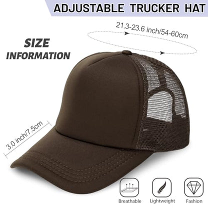 Ultrafun 10 Pack Trucker Hat Mesh Sublimation Blank Hats Adjustable Baseball Caps Hats for Men Women - color: Brown