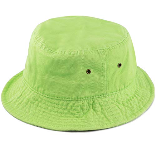 Cotton Bucket Hat Packable Sun Hat – Unisex Summer Travel Beach Fisherman Hat for Men Women Outdoor Fishing Hiking - color: Lime, size: Large-X-Large