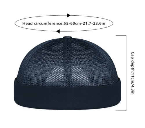 DIYDECAL Mens Mesh Brimless Cap,Summer Skullcap Docker Beanie Hat - color: Navy Blue