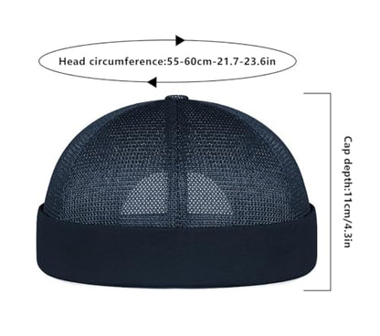 DIYDECAL Mens Mesh Brimless Cap,Summer Skullcap Docker Beanie Hat - color: Navy Blue
