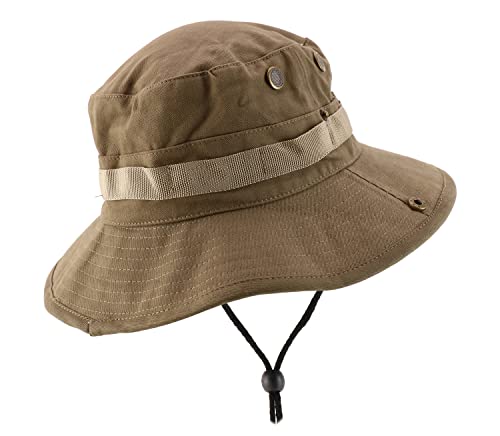 Armycrew XXL Big Size Boonie Jungle Outdoor Hat with American Flag Patch - color: Coyote