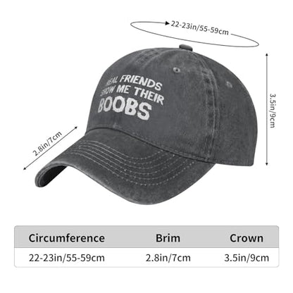 Funny Cap Real Friends Show Me Their Boobs Hat for Women Dad Hat Graphic Hat - color: Deep Heather
