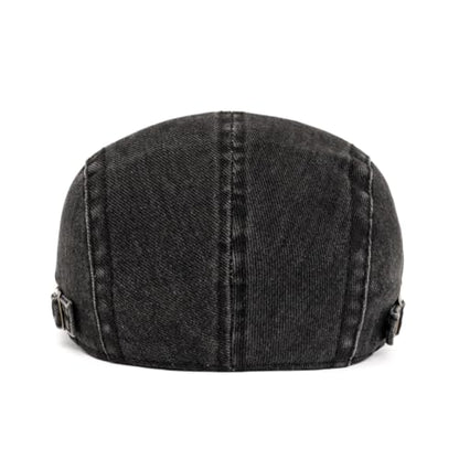 QHFHULV Newsboy Cap for Men Cotton Flat Gatsby Ivy Golf Cabbie Driving Hat - color: Classic Black