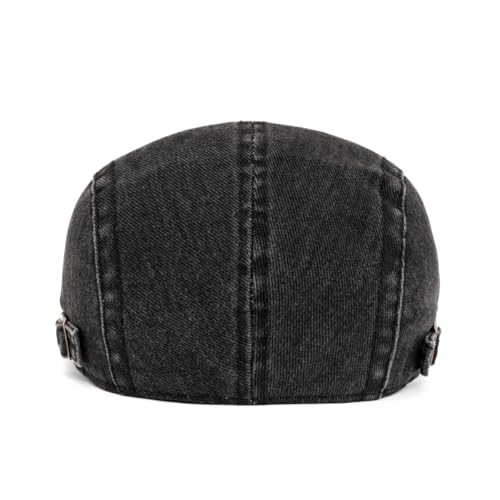 QHFHULV Newsboy Cap for Men Cotton Flat Gatsby Ivy Golf Cabbie Driving Hat - color: Classic Black